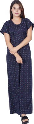 NACNO Women Nighty(Blue, Pink)