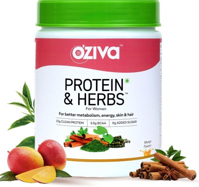 OZiva Protein & Herbs,Women with Ayurvedic Herbs, for Better Metabolism, Mango Whey Protein(500 g, Mango)