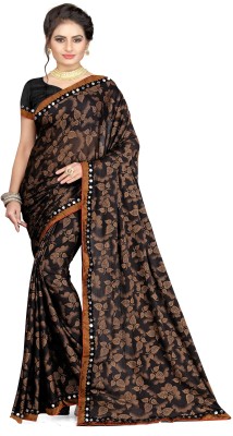 MINE CHOICE Self Design, Printed, Embellished Bollywood Lycra Blend Saree(Black)