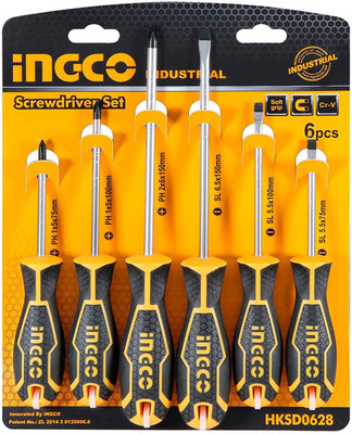 INGCO 6PCS SCREWDRIVER SET Standard Screwdriver Set(Pack of 6)