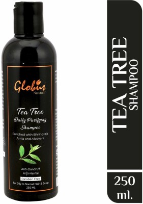 Globus Naturals Tea Tree Daily Purifying Shampoo For Dandruff Prone Hair, Itchy & Oily Scalp Enriched with Bhringraj, Amla,Aloevera|No Parabens| No Sulphate(250 ml)
