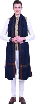 swi stylish Wool Embroidered Men Shawl(Dark Blue)