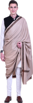 Kashmiri queen Wool Embroidered Men Shawl(Brown)