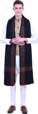 swi stylish Wool Embroidered Men Shawl(Black)