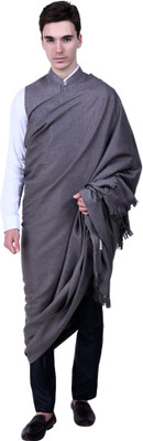 Kashmiri queen Wool Solid Men Shawl(Grey)