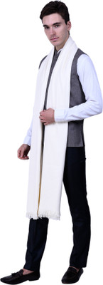 Kashmiri queen Wool Solid Men Shawl(White)
