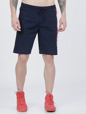 HIGHLANDER Solid Men Dark Blue, Red Regular Shorts
