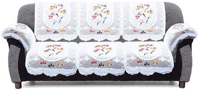 pk craft Polycotton Embroidered 4 Seater Sofa Cover(Multicolor Pack of 8)