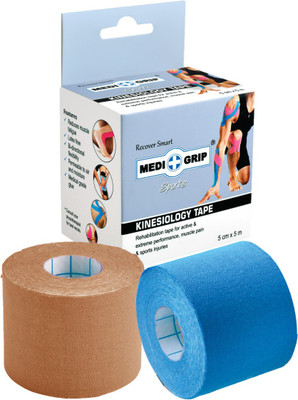 Medigrip Kinesiology Injury Athletic Sports Tape 5 cm X 5 m (Pack of 2) Blue Brown Kinesiology Tape(Blue, Brown)