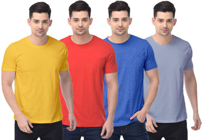 COLOR CAPITAL Solid Men Round Neck Yellow, Red, Blue, Light Blue T-Shirt