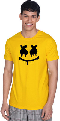 dreamkarts Printed Men Round Neck Yellow T-Shirt