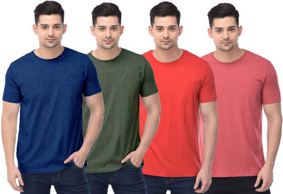 COLOR CAPITAL Solid Men Round Neck Dark Blue, Green, Red T-Shirt