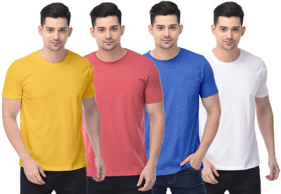 COLOR CAPITAL Solid Men Round Neck Yellow, Red, Blue, White T-Shirt