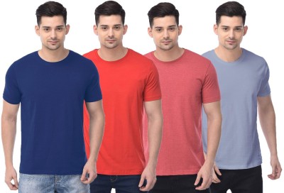 COLOR CAPITAL Solid Men Round Neck Dark Blue, Red, Light Blue T-Shirt