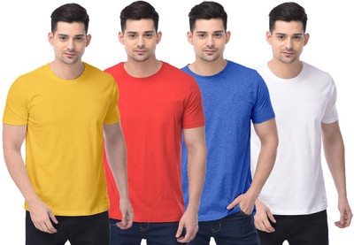 COLOR CAPITAL Solid Men Round Neck Yellow, Red, Blue, White T-Shirt