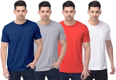 COLOR CAPITAL Solid Men Round Neck Dark Blue, Grey, Red, White T-Shirt