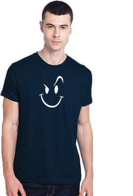 dreamkarts Printed Men Round Neck Dark Blue T-Shirt