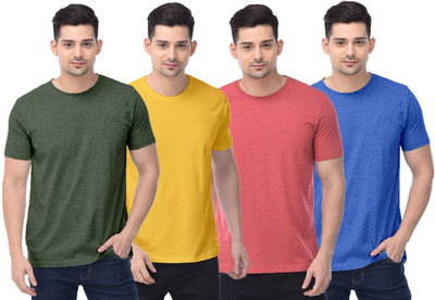 COLOR CAPITAL Solid Men Round Neck Green, Yellow, Red, Blue T-Shirt