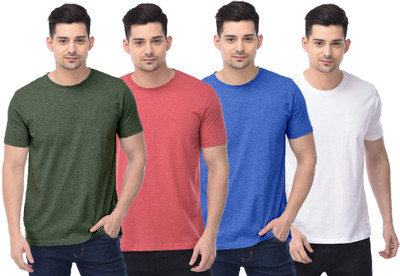 COLOR CAPITAL Solid Men Round Neck Green, Red, Blue, White T-Shirt