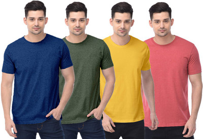 COLOR CAPITAL Solid Men Round Neck Dark Blue, Green, Yellow, Red T-Shirt