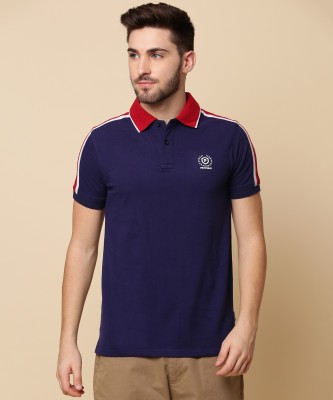 PROVOGUE Colorblock Men Polo Neck Blue T-Shirt