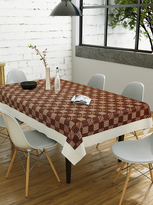Casanest Printed 10 Seater Table Cover(Beige & Brown Squares, Plastic)