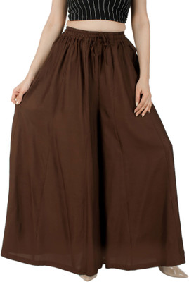 Jaipuri Print Flared Women Brown Trousers