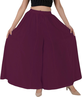 Jaipuri Print Flared Women Purple Trousers