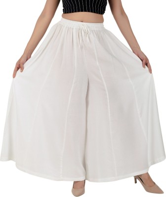 Rajvila Flared Women White Trousers