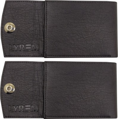 LYREM Men Casual Black Artificial Leather Wallet(6 Card Slots, Pack of 2)