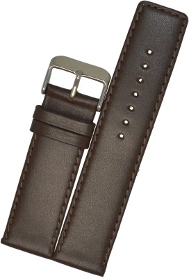 SURU U151 Plain Parallel Square Tip With Rounded Angles 24 mm Genuine Leather Watch Strap(Brown)