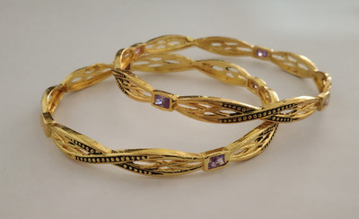 Shree Yogi Bangles Brass Gold-plated Bangle Set(Pack of 2)