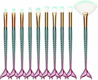 Signature X Synthetic Fiber Eyeliner Eyeshadow Blending Fish Tail Makeup Brushes Set -10 Pieces(Pack of 10)