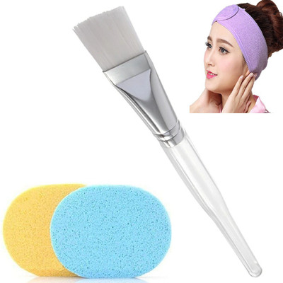 Ghelonadi Face Pack Brush with Face Cleaning Sponge and Non-Slip Spa Headband Combo Set for Men and Women Multipurpose Beauty Tool Set(4 Items in the set)
