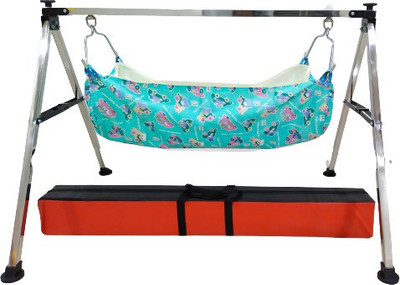 vk sales stainless steel foldable baby cradle for 0 to 3 year kids with cotton hammock (khoyu) purple(Multicolor)