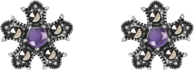 GIVA Avni by Giva Oxidised Silver Purple Beauty Studs for women & girls Cubic Zirconia Sterling Silver Stud Earring