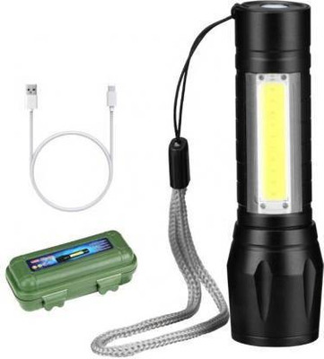 Dp Mini Rechargeable Pocket Torch Light Super Bright Zoom COB USB Charging Torch(Black, 9.4 cm, Rechargeable)