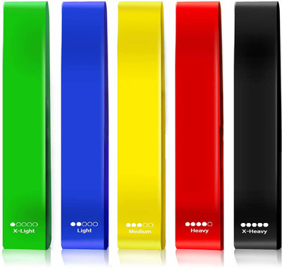 FITRONYX Loop Bands Set Of 5, Workout Loop Bands Yoga Resistance Band Resistance Tube(Green, Yellow, Red, Blue, Black)