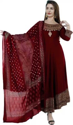 Baba Kurti Anarkali Gown(Maroon)