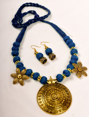 DOM Oxidised Silver Blue Jewellery Set(Pack of 1)