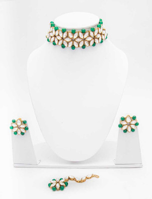 CATALYST Brass Gold-plated Green Jewellery Set(Pack of 1)