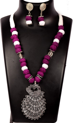 DOM Oxidised Silver Multicolor Jewellery Set(Pack of 1)