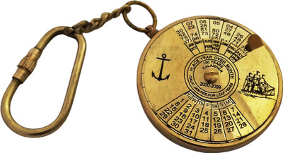 Shoptreed Vintage Brass 100 Years Calendar Working Key Chain