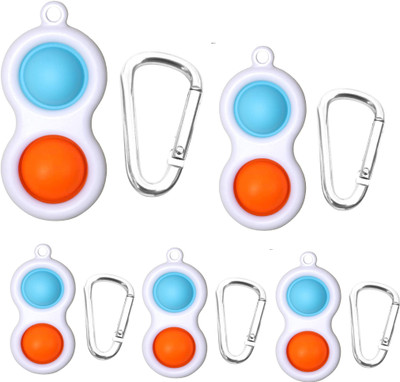 Kemendra Simple Dimple Toy Stress Reliever Keychain, Decompression Toy .Keychain Pressure Reliever Toy, Simple Dimple Fidget Toy, Silicone Flipping Board Toys, Early Educational Fidget Toy , Baby Toy ,Push Pop It Pack of 5 Key Chain Key Chain