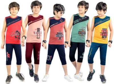 Kavin Boys & Girls Casual Vest Three Fourth Pant(Multi)