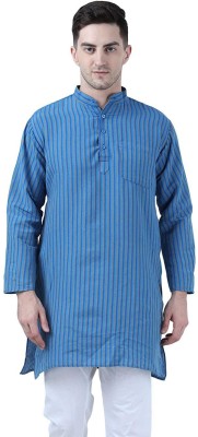 BIBO Men Striped Straight Kurta(Dark Blue, Blue, Grey)