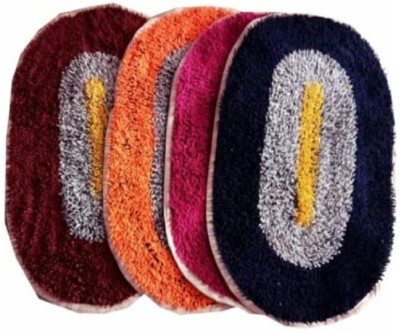 MUKESH HANDLOOM Microfiber Door Mat(Multicolor, Medium, Pack of 4)