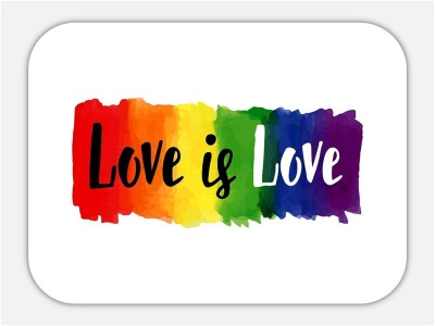 Monk Matters Love Is Love LGBT Community Design Rubber Base Gaming & Laptop (MPAD00519) Mousepad(White, Blue)