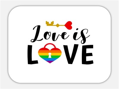 Monk Matters Love Is Love LGBT Community Design Rubber Base Gaming & Laptop (MPAD00522) Mousepad(Black, White)