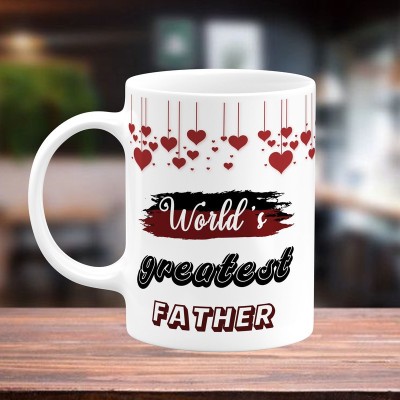 TrendoPrint World's Greatest Father Ideal and Sweet Gift For Dad Father and Papa Father's Day and Pita Ji Daddy Happy Birthday and Happy Anniversary Gifts Printed White Tea Ceramic Coffee Mug(350 ml)